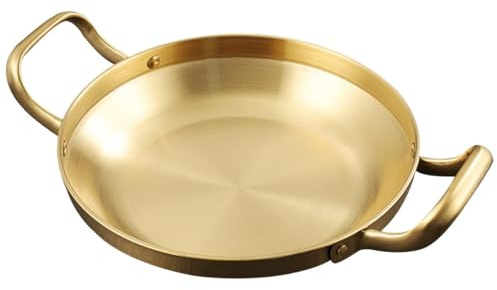 Edelstahl Topf Reispfanne mit Doppelgriff, Goldfarben, Robust
