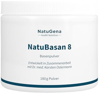 NatuGena NatuBasan 8 – Basenpulver, 8 Mineralstoffe | 180 g | 60 Tage | Pulvermischung aus 8 basischen Mineralstoffen, darunter Calcium, Magnesium und Natrium in verschiedenen Verbindungen