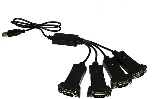 rhinocables USB to QUAD Serial RS232 DB9 Adapter Converter Cable Lead Adaptor 9 Pin USB to 4x 9 Pin Connect Devices