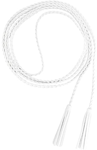 Nanxson Damen Taillengürtel Gewebte Quasten Kettengürtel Leder Dünner Gürtel für Kleid PDW0042 (weiß)