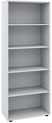 VCM Holz-Regal | Maße: B. 70 x H. 178 x T. 40 cm | 5 Fächer | Allzweckregal | Schuhregal | ohne Türen – Vandol Weiß