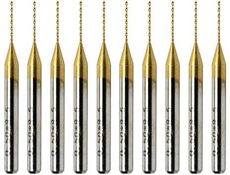 LYWS 10pcs 3.175mm 0.5mm Titanium Nitride Coated Carbide PCB CNC Drill Bits Router (0.5mm)