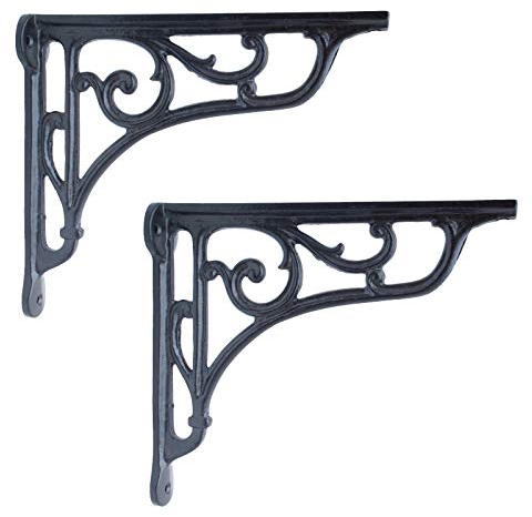 Knober 2 Regalhalter Paar Antik schwarz Gußeisen Wandhalter Regalträger Wandwinkel (GUS13 schwarz)