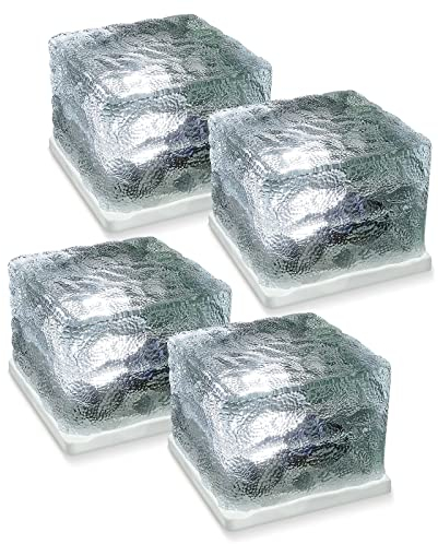Eaxus® 4er Set LED Solar Leuchte Solar Cube - Eiswürfel als Wohnzimmer-Deko & Gartendeko