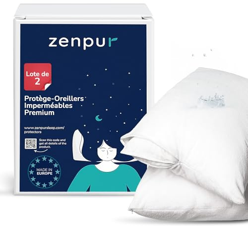 ZenPur 2er-Set wasserdichte Kissenbezüge 80x80 mit Schutz vor Hausstaubmilben und Allergenen. Kopfkissenschutz mit Reißverschluss, Oeko-TEX Zertifiziert.