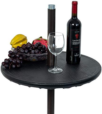 Sundale Outdoor Allwetter-Schirmtisch, verstellbarer Kunststoff-Beistelltisch für Strand, Garten, Pool, 50,8 cm Durchmesser, Schwarz