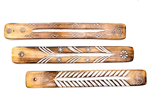 Luxflair Räucherstäbchenhalter, handgefertigt, Sheesham-Holz, Braun, 3 Stück