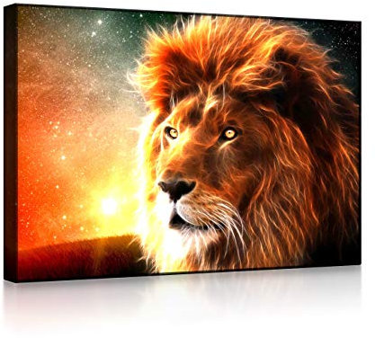 lightbox multicolor | Bild mit LED Beleuchtung | Löwe Abstrakt Art | 100x70 cm | Front Lighted