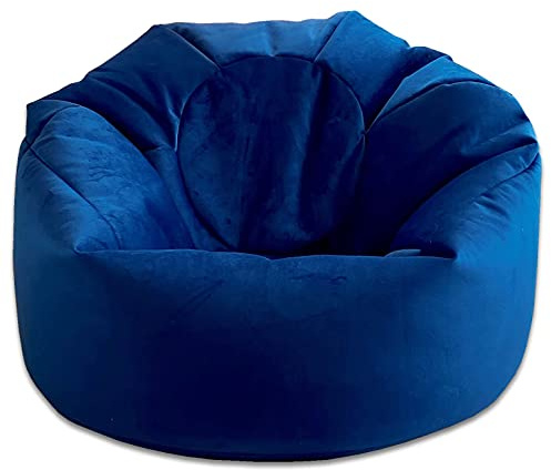 Beautiful Beanbags - Plush Velvet Beanbag Chair Lounger - Marine Blue | Luxury Style