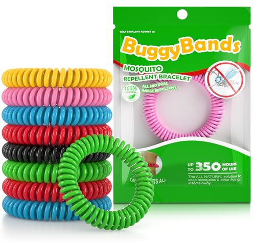 BuggyBands 48 Pack Mosquito Repellent Bracelets for Adults & Kids, Individually Wrapped, DEET Free Natural and Waterproof Bands