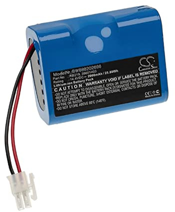 vhbw Akku kompatibel mit Hoover RBC040/1011, RBC040/1019, RBC040011, RBC040019, RBC050 Home Cleaner Heimroboter (2000 mAh, 14,4 V, Li-Ion)
