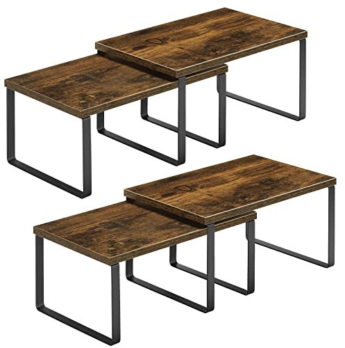 Nandae Juego de 4 Organizador Cocina Estanteria Cocina, Organizador Armarios Cocina Apilable para Encimera, Gabinete, Estantes de Almacenamiento para Alimentos y Cubiertos