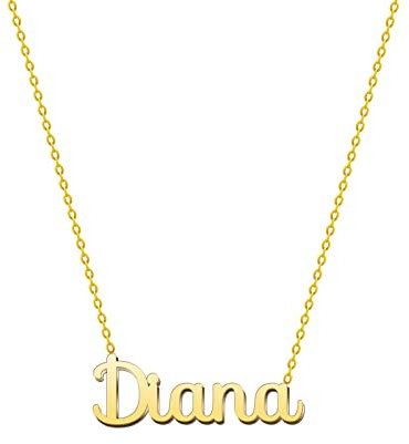 cotigo Collana con Nome in Acciaio Inossidabile - Ciondolo con Nome Personalizzato Collana in Argento o Dorate - Regali Personalizzati per Le Donne San Valentino amore (Diana-Dorate)