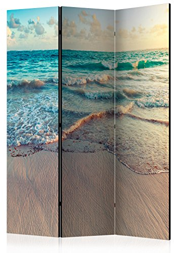 murando Akusticher Raumteiler Strand am Meer Foto Paravent 135x172 cm beidseitig auf Vlies-Leinwand Bedruckt Akustikschaum Trennwand Spanische Wand Sichtschutz Home Office Natur c-B-0358-z-b