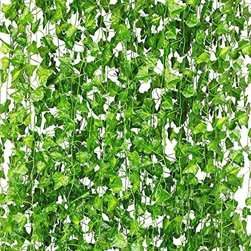 CQURE 36Pcs 252FT Artificial Ivy Garland Vines for Room Decor UV Resistant Green Leaves Fake Plants Hanging Vine Plant for Wedding Party Garden Wall Decoration