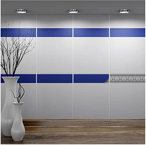 FoLIESEN - Fliesenaufkleber 5x20 cm | selbstklebende Fliesen-Folie für Bad & Küche | entfernbare Klebe-Folie für Wandfliesen Küchenrückwand & Bordüren | 40 Klebefliesen, .:Königsblau matt