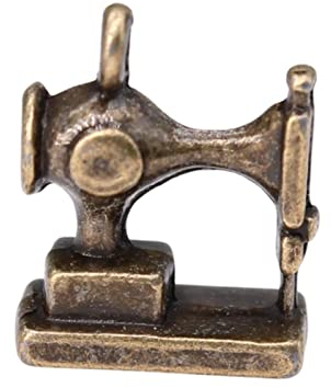 VRUESH 16 Stück 15 x 12 mm Nähmaschinen-Charme zur Herstellung von antiken Bronzefarben 3D-Nähmaschinen-Charme-Charme-Nähmaschine-antike Bronze überzogen