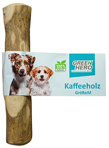 Green Hero Kaffeeholz Kaustab Größe M - 18 cm natürlicher und nachhaltiger Kauknochen aus Kaffee-Holz für Hunde langlebig zur Unterstützung von Kiefer und Zähnen hypoallergener Kaffee Kaustab