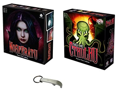 Set mit 2 Reisespielen Nosferatu + Call Me Cthulhu + 1 Flaschenöffner Blumie (Nosferatu + Cthulhu)