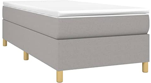 vidaXL Bettgestell, Polsterbett Bett für Schlafzimmer, Bettrahmen mit Lattenrost, Schlafzimmerbett Einzelbett, Hellgrau 80x200cm Stoff