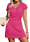 CUPSHE Women's Crochet Cover Up Swim Beach Button Short Sleeve Mini Dress Beachwear Hot Pink M
