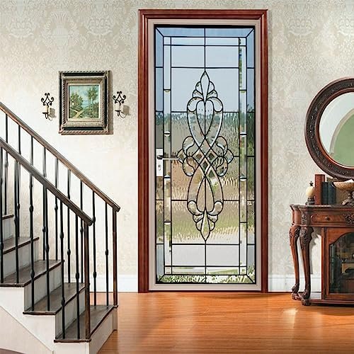 A.Monamour Adesivo Porta Autoadesiva 3D Porta D'Ingresso In Vetro Colorato Vinile PVC Adesivi per Porte Interne Pellicola Adesiva Poster Sticker Murale Parete Carta da Parati 77x200cm