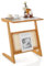 COSTWAY Bambus Beistelltisch, Z-förmiger Couchtisch mit Rattan Zeitschriftenhalter & Glasplatte, Sofatisch für Schlafzimmer, Wohnzimmer, 51,5 x 37 x 58 cm, Natur