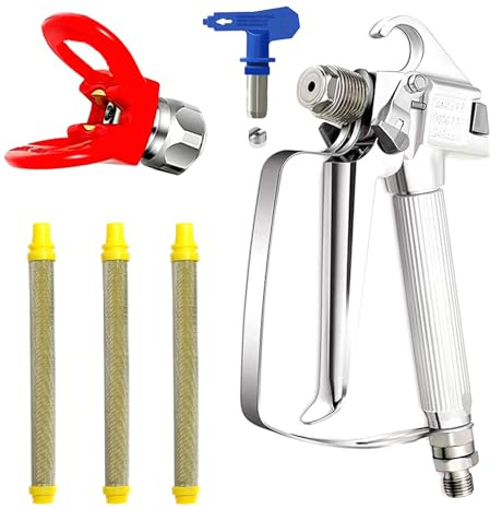 LAIBOREC Airless Paint Sprayer Gun Kit 6 Pieces with 517 Tip and Nozzle Guard, 3PCS Airless Paint Spray Gun Filter for All Airless Paint Spraying Machines, Swivel Joint & High Pressure 3600 PSI