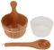 Niiyen Sauna-Eimer-Löffel-Set, Auslaufsicherer Dampfbad-Holzeimer Mit Kunststoffauskleidung Für Spa Und Schwimmen, Holz-Whirlpool-Fass-Sauna, Sauna-Zubehör