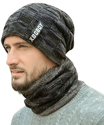 BebeXi Lokomotivführer Mütze warm Vlies Winddicht Winterstrick Mützen mit gestricktem Hut für Männer Schlupfmütze Kinder