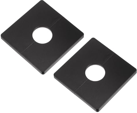 sourcing map 2Pcs Plaque Murale Fendue, Plaque d'Obturation Carrée Auto-Adhésive en ABS avec Un Trou de Diamètre de 28mm/1.1 Pouce, Cache-Tuyau pour La Décoration de Robinet d'Eau, Noir