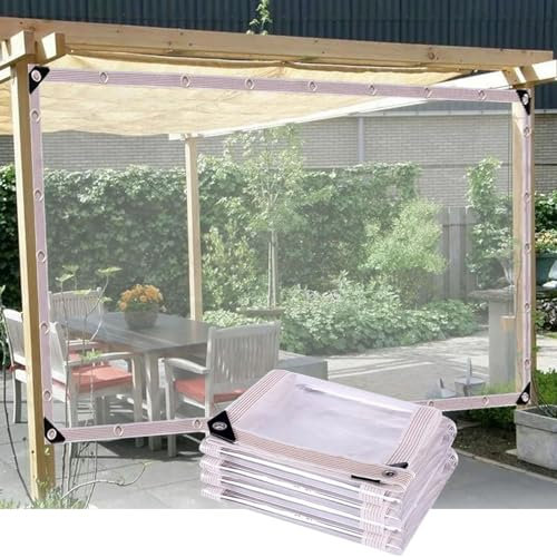 LLXNQ026 wasserdichte Abdeckplane aus PVC Transparente Plane Mit Ösen 550g/m² Faltbar Durchsichtig Abdeckplane Pflanzenschutz Regen-Plane,Für GartenmöBel Pet Hutch Dach (1.9x5m/6.2x16.4ft)