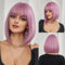 Esmee Kurze Gerade Rosa Lila Bob Perücken Mit Pony Schulterlange Burgunder Perücke Synthetische Cosplay Perücken für Frauen
