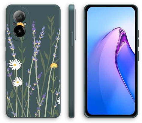XINYEXIN Silikon Hülle für Realme C67 4G mit Süßes Muster Ultra Dünn Gerade Kante Weiches Silikon Handyhülle Stoßfest Schutzhülle - Lavender, Green