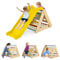 GOPLUS 3 in 1 Kletterdreieck mit Rutsche, Klettergerüst mit Leiter & Netz & Brett für Kinder, Indoor Holzspielzeug für Kleinkinder ab 1 Jahren, Triangle Gym mit Rampe für Kinderzimmer (Bunt)