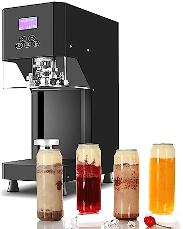 Commercial Automatic Tin Can Sealing Machine Soda Sealer Cup Body Rotation Aluminum Beer Bottles PET Jar Cans Seamers (Color : Black, Size : 220V)