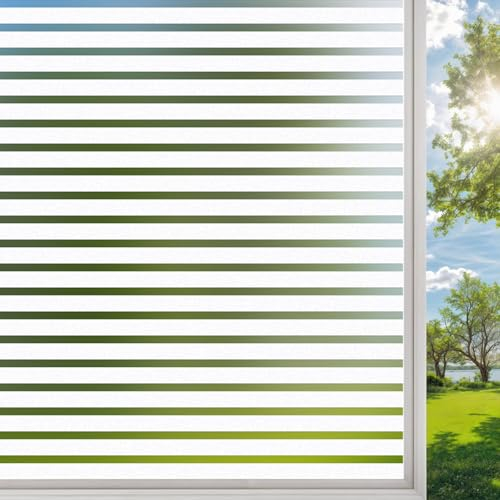 DARUITE Fensterfolie Blickdicht Sichtschutzfolie Fenster, Mittleres Streifenmuster Folie Fenster Sichtschutz Dekoration Selbsthaftende Statisch Haftend Milchglasfolie für Zuhause Büro, 30x120cm