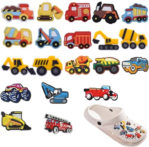 SURALIN 20er-Pack Kinder-Schuhdekoration, LKW-Auto-Schuh-Ornamente, PVC-Schuh-Ornamente, Dekoration, Zubehörnadeln für Jungen, Mädchen und Teenager