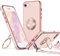 XYZ Cover per iPhone 8/7/SE 2022/SE 2020, Cover Protettiva di Lusso con Doppio Anello a Forma di Cuore con Cordino per Ragazze e Donne, Rosa