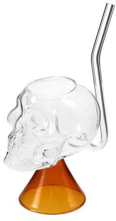 Cabilock Bicchiere Da Vino Teschio in Con Base Arancione Coppa Creativa Per Cocktail e Party Elegante Decorazione Per Eventi e Ristoranti