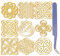 craspire 9 Stück Keltischer Knoten, Goldene Metallaufkleber Mit Pinzettenaufklebern, Orgonit-Aufkleber, Wasserdicht, Selbstklebend, Dekorationsaufkleber, Abziehbilder Für Sammelalben