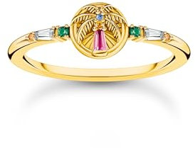 THOMAS SABO 2 Ring mit Palme und bunten Steinen vergoldet 925 Sterlingsilber, 750 Gelbgold Vergoldung TR2457-488-7
