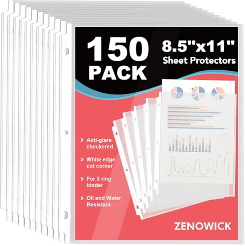 150 Pack Sheet Protectors 8.5 x 11 inch Clear Page Protectors for 3 Ring Binder Heavy Duty, Plastic Sleeves for Papers, Document