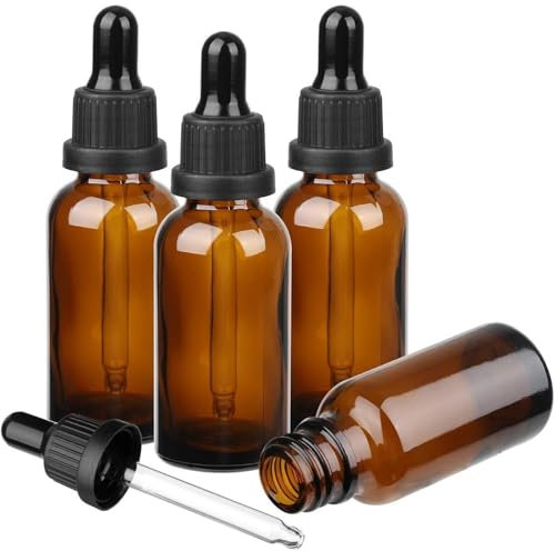 Pipettenflasche,Pipettenflasche Glas,4 x 20 ml Braun Pipettenflasche,Apothekerflasche Pipette,Pipettenflasche Braunglas,Glasflaschen für Ätherisches Öl,Mini Pipettenflasche,für Ätherische Öl,Parfümöle