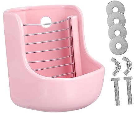 Yardwe Dual-use Hay Feeder Food Bowl for Guinea Pigs Rabbits Small Animals Ceramic