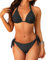 Neckholder-Bikini-Set für Damen, Zweiteiliger Triangel-Badeanzug, zum Binden, 2025 süße Bademode, Schwarz, XX-Large