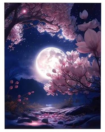 Dzmuero Pintura Diamante, Paisaje Naturaleza Mar Luna Diamante Pintura Kit de Artesanía para Adultos Niños Niñas 30 cm x 40 cm