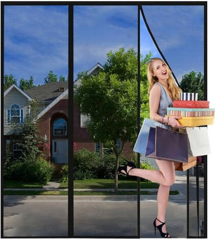 260x290cm Schwarz Türvorhang,Fly Screen Door,Insektenschutz Tür Vorhang Polyester Lamellenvorhang,Klemmleiste Fliegenvorhang