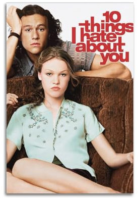 WEHWEGB Poster mit Aufschrift 10 Things I Hate About You, Vintage-Stil, dekoratives Gemälde für Schlafzimmer, Wohnzimmer, ästhetisches, elegantes Poster, 30 x 45 cm, ungerahmter Stil