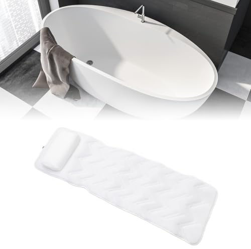 Oreiller de Bain pour Tout Le Corps, Tapis de Bain avec Appui-tête Qui Soutient Le Cou, Le Dos et Les Jambes, Oreiller de Bain en Aérée 5D avec Sac de Lavage et de Voyage